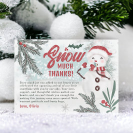 Cute winter green pine ice snowman baby shower dankeskarte