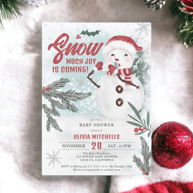 Cute winter green pine ice snowman baby shower einladung (Cute winter green pine ice snowman baby shower invitation)