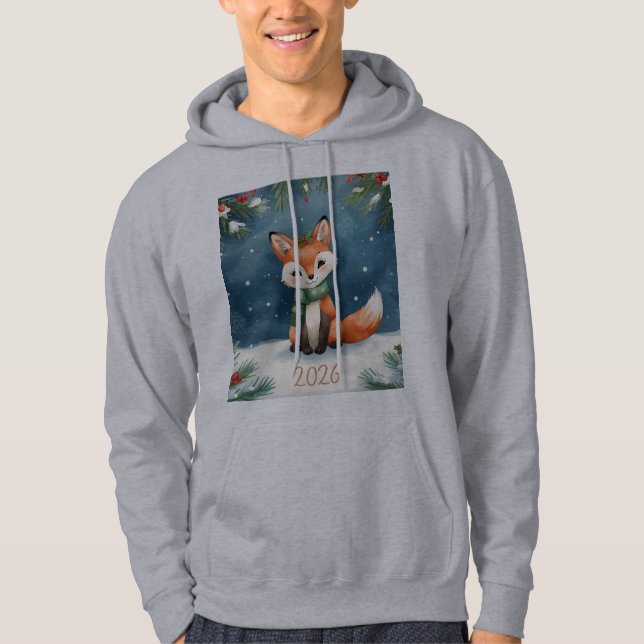 cute winter happy new year 2026 fox holiday hoodie (Vorderseite)