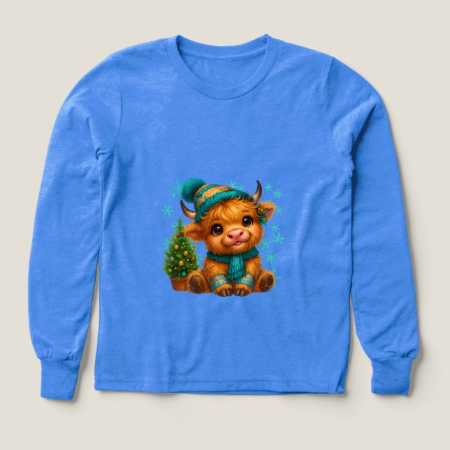 Cute Winter Highland Cow Christmas Art – Cozy Baby (Design Vorderseite)