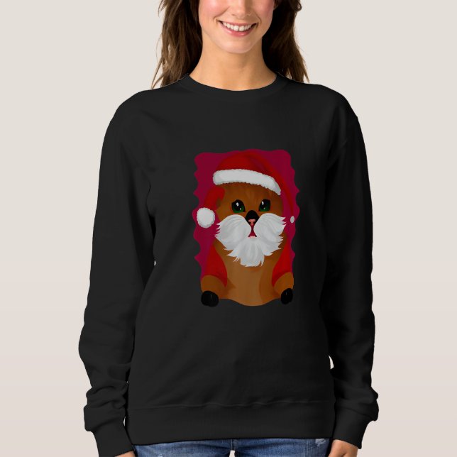 Cute Winter Holiday Christmas Cat in a Santa Hat G Sweatshirt (Vorderseite)