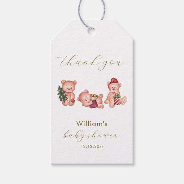 Cute Winter It's Cold Outside Bear Baby Shower  Geschenkanhänger (Vorderseite)