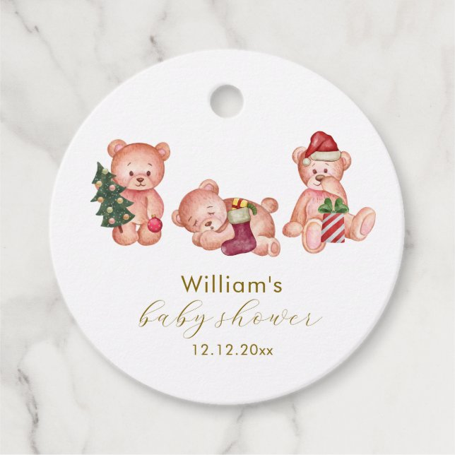 Cute Winter It's Cold Outside Bear Baby Shower  Geschenkanhänger (Vorderseite)