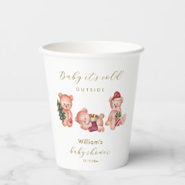 Cute Winter It's Cold Outside Bear Baby Shower Pappbecher