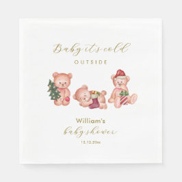 Cute Winter It's Cold Outside Bear Baby Shower Serviette