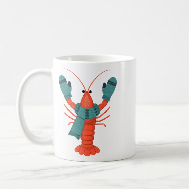 Cute Winter Lobster Holiday Kaffeetasse (Links)