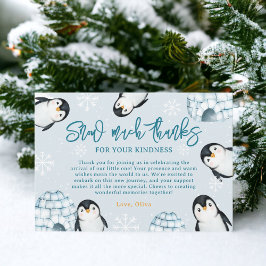 Cute winter penguin igloos snow baby shower dankeskarte
