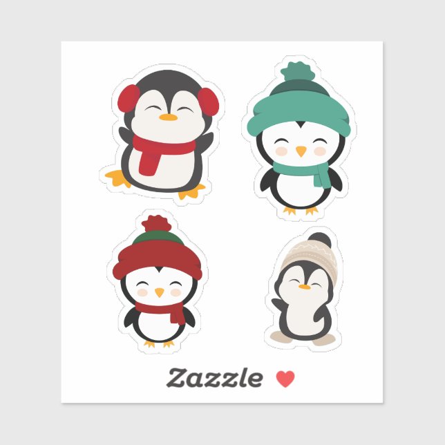 Cute Winter Penguin Kawaii Sticker Set (Blatt)
