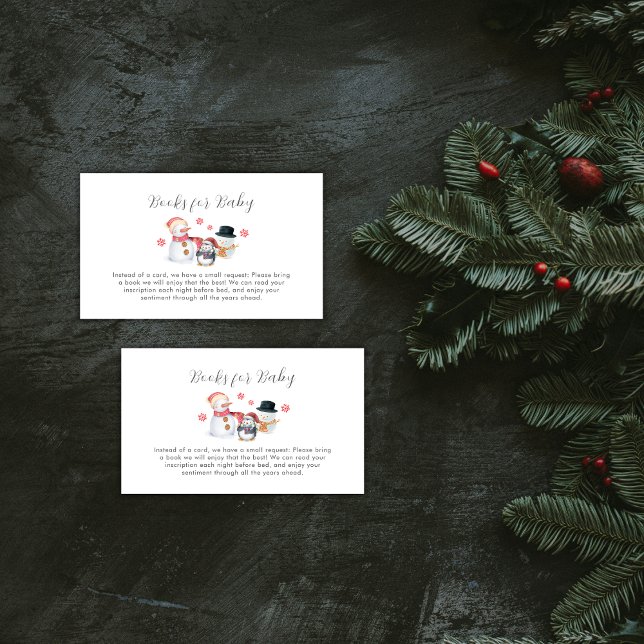 Cute Winter Penguin Snowman Books For Baby Shower  Begleitkarte (Cute Winter Penguin Snowman Books For Baby Shower Enclosure Card)