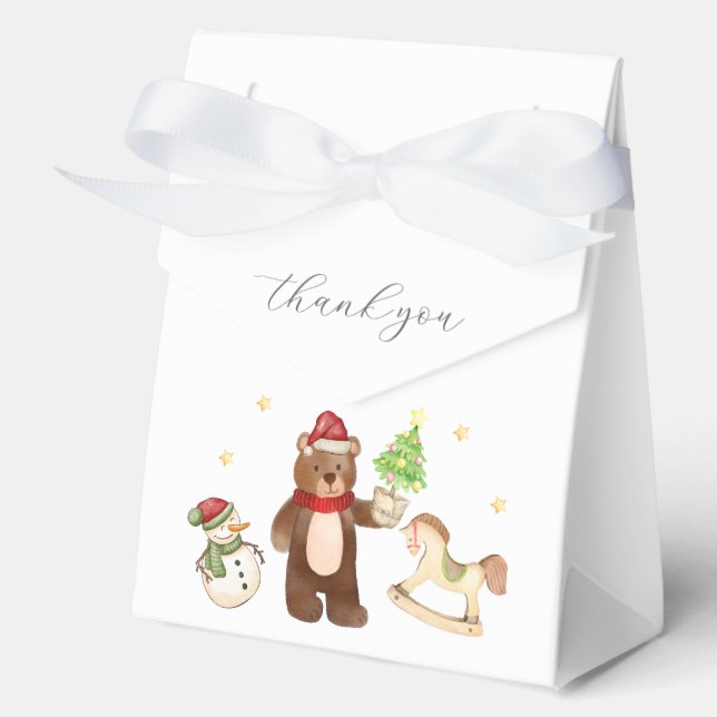 Cute Winter Teddy Bear Snowman Baby Shower Geschenkschachtel (Vorderseite)