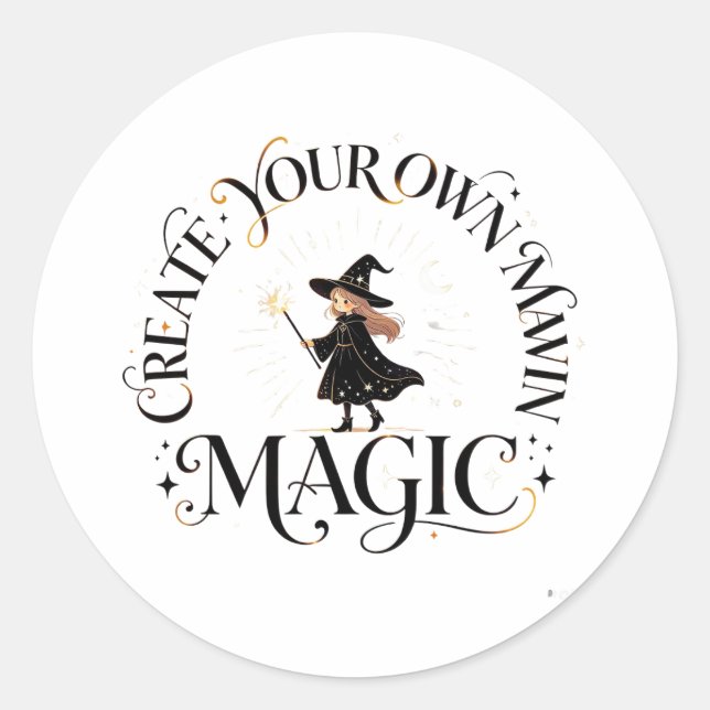 Cute Witch Create Your Own Magic Whimsical Sticker (Vorderseite)