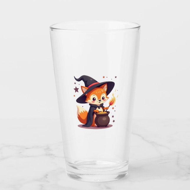 Cute Witch Fox � Magical Halloween Animal Tee Glas (Vorderseite)