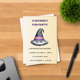 Cute Witch Hat Halloween Acrylic Invitation Acryleinladungen