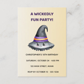 Cute Witch Hat Halloween Birthday Reception Card  Begleitkarte