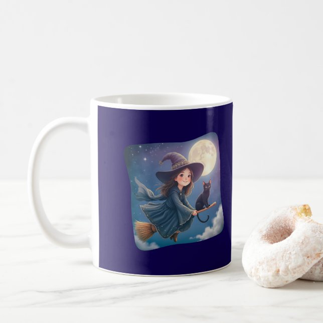 Cute Witch With Cat Mug Kaffeetasse (Mit Donut)
