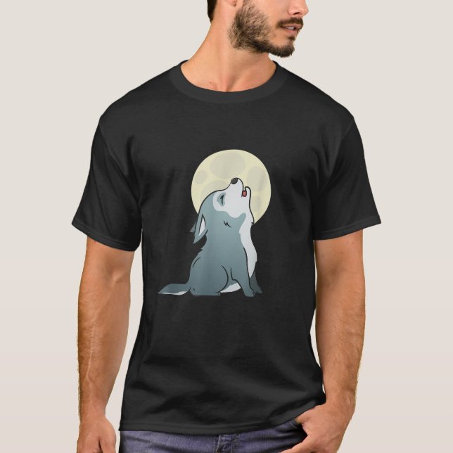 Cute Wolf Pup Howling Baby Dog Puppy Men Women Gir T-Shirt (Vorderseite)
