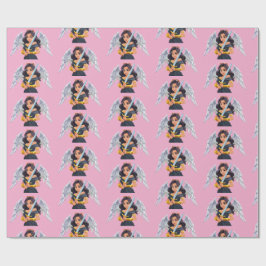 Cute woman Angel's with open wings and sword Geschenkpapier