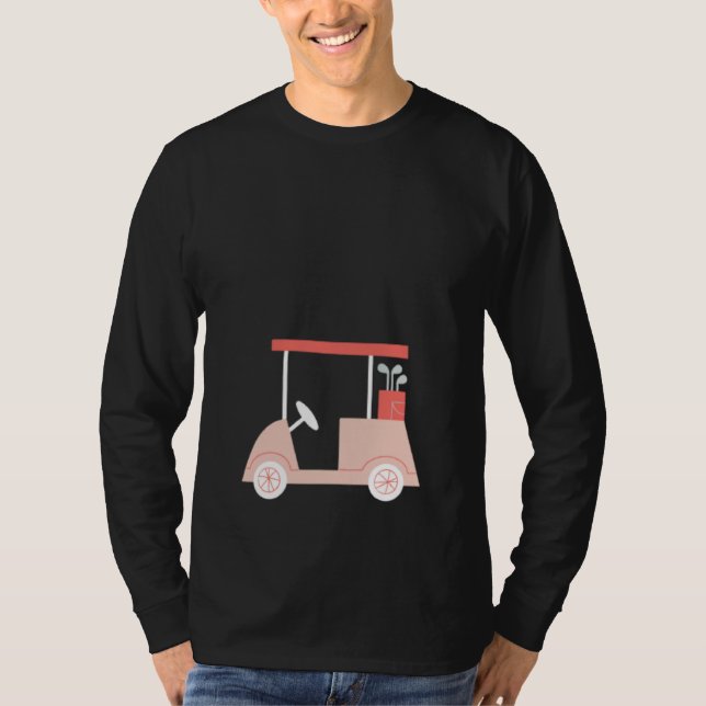 Cute Womens Golf  Pink Golf Cart T-Shirt (Vorderseite)