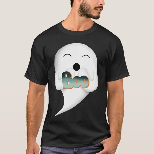 cute Womens Men ghost boo happy smiling adorable s T-Shirt (Vorderseite)