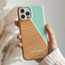 Cute Wood and Light Teal Personalized 