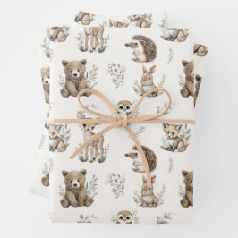 Cute Woodland Animal Watercolour Geschenkpapier Set