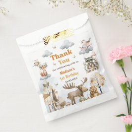 Cute Woodland Animals 1st Birthday Party Favor Bag Geschenktütchen