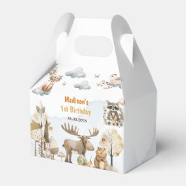 Cute Woodland Animals 1st Birthday Party Favor Box Geschenkschachtel