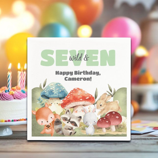 Cute Woodland Animals 7th Birthday Party Serviette (Von Creator hochgeladen)