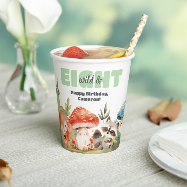 Cute Woodland Animals 8th Birthday Party Pappbecher (In Situ)