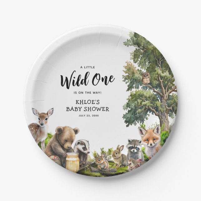 Cute Woodland Animals Baby Shower Pappteller (Vorderseite)