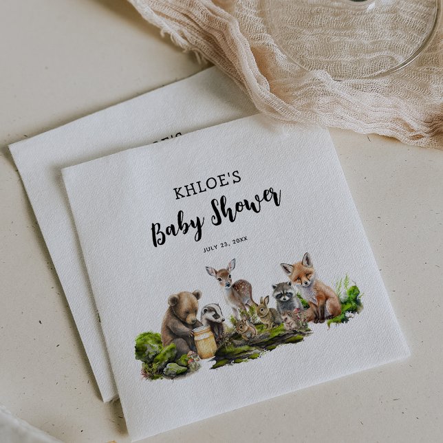 Cute Woodland Animals Baby Shower Party Serviette (Von Creator hochgeladen)