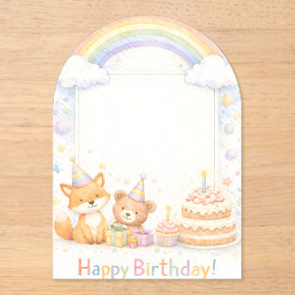 Cute Woodland Animals Birthday Acrylic Invitation Acryleinladungen