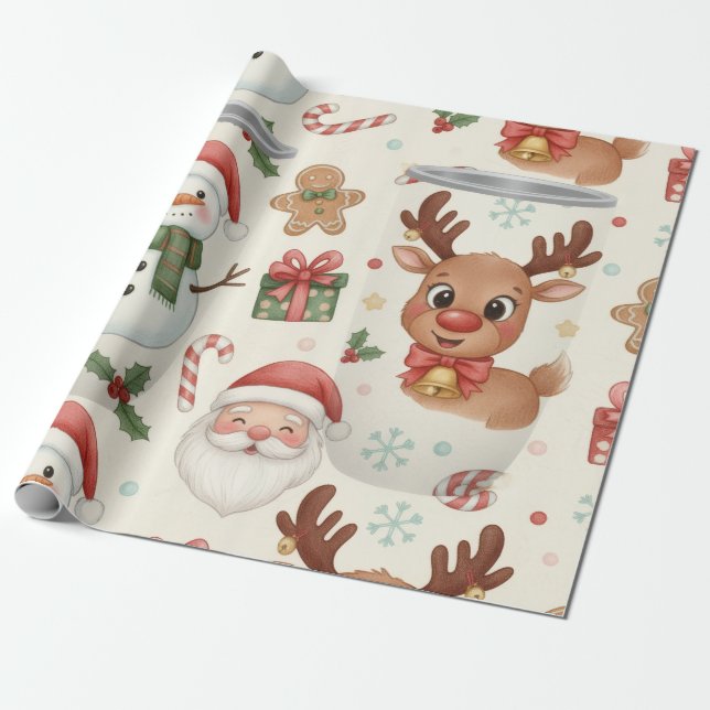 Cute Woodland Animals Christmas Wrapping Paper Geschenkpapier (Ungerollt)