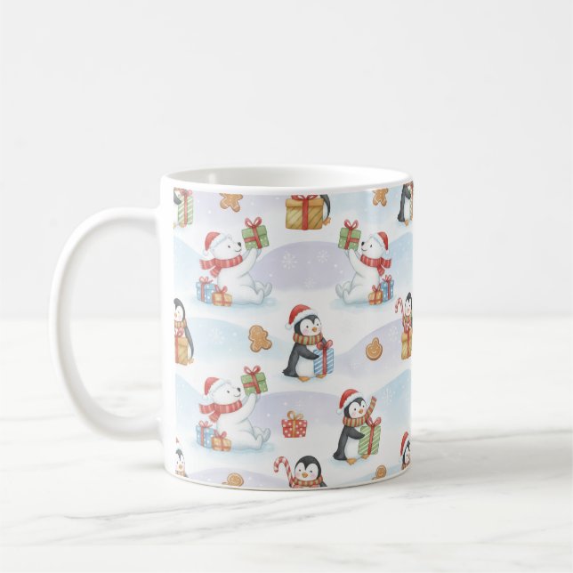 Cute Woodland Animals ChristmasPattern Holiday Mug Kaffeetasse (Links)