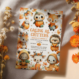 Cute Woodland Animals Festive Autumn Kids Birthday Einladung