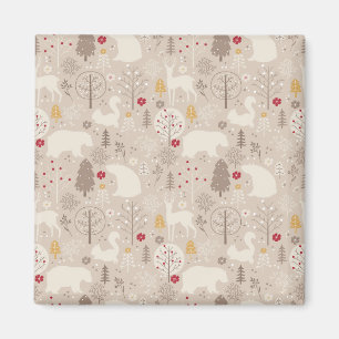Cute Woodland Animals Nordic Pattern Magnet