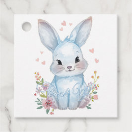 Cute Woodland Bunny Baby Shower Blue Bunny Pastel  Geschenkanhänger