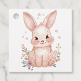 Cute Woodland Bunny Baby Shower Pink Bunny Pastel Geschenkanhänger
