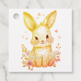 Cute Woodland Bunny Baby Shower Yellow Pastels Geschenkanhänger
