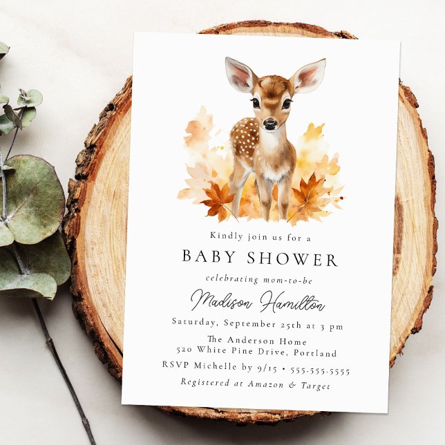 Cute Woodland Deer Fall Baby Shower Einladung (Von Creator hochgeladen)
