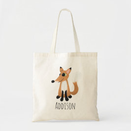 Cute Woodland Forest Fox and Name Kids Tragetasche
