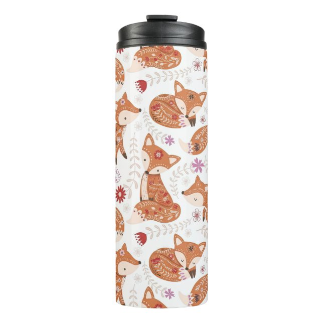 Cute Woodland Fox and Botanicals Thermosbecher (Vorderseite)