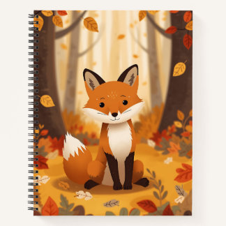 Cute Woodland Fox in Autumn Leaves Spiral Notebook Notizbuch