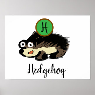 Cute Woodland Hedgehog Nursery Art Print Poster