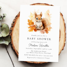 Cute Woodland Squirrel Fall Baby Shower