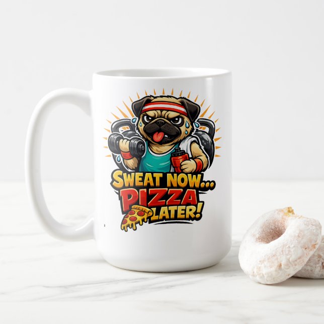 Cute Workout Dog T-Shirt for Fitness & Pizza Lover Kaffeetasse (Mit Donut)