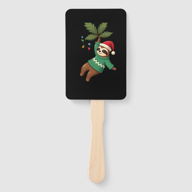 Cute Xmas Sloth Santa Hat Christmas Sloth - Tree L Fächer (Vorderseite)