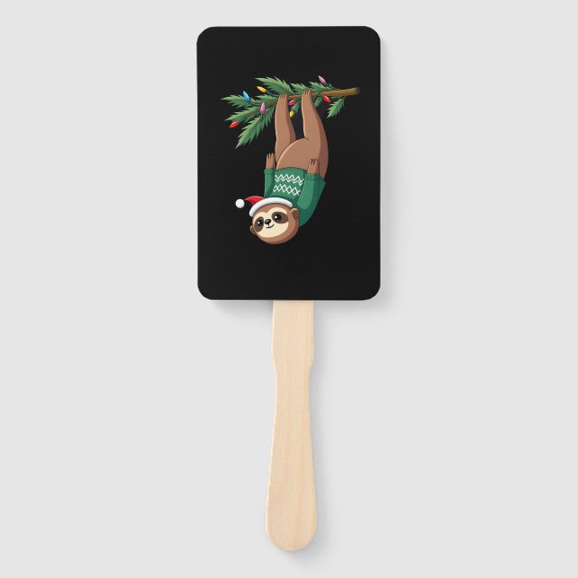 Cute Xmas Sloth Santa Hat Christmas Sloth - Tree L Fächer (Vorderseite)