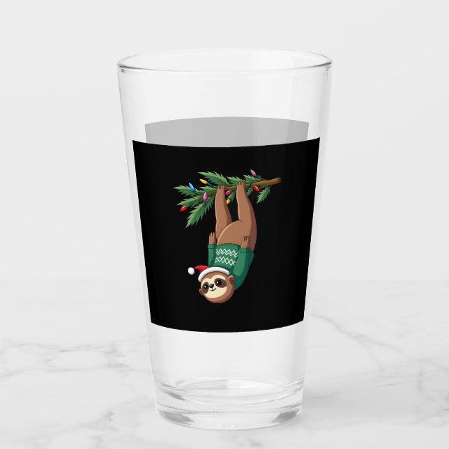 Cute Xmas Sloth Santa Hat Christmas Sloth - Tree L Glas (Vorderseite)