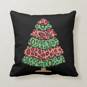 Cute Xmas Tree Leopard Print Funny Holiday Gift Kissen